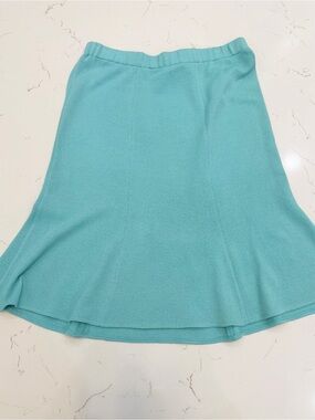 Vintage St. John Collection Aqua Knit Flare Skirt Made in USA🇺🇸